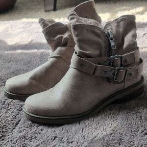 Carlos by Carlos Santana Taupe Buckle Ankle Booties